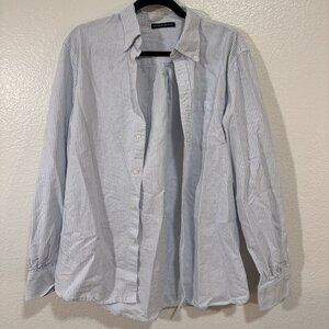 Brandy Melville Blue and White Striped Button Up Long Sleeve Shirt | One Size
